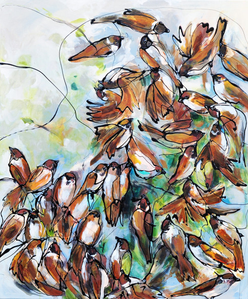 Janet Timmerije + Sparrows in brown